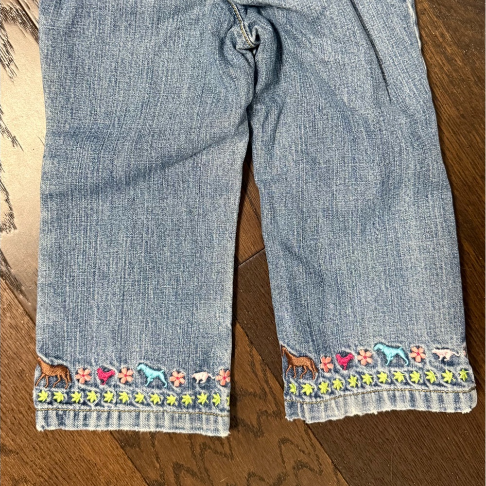 Vintage Gap Denim Toddler Girls Embroidered Horse Jeans 2 Years Farm Y2K Animals - Picture 5 of 12